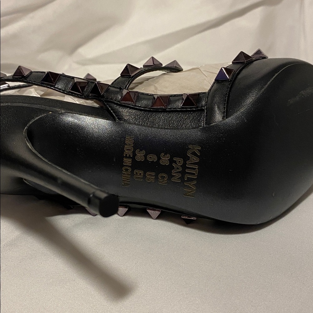 Kaitlyn Black Studded Pointed Heels - Picture 4 of 6